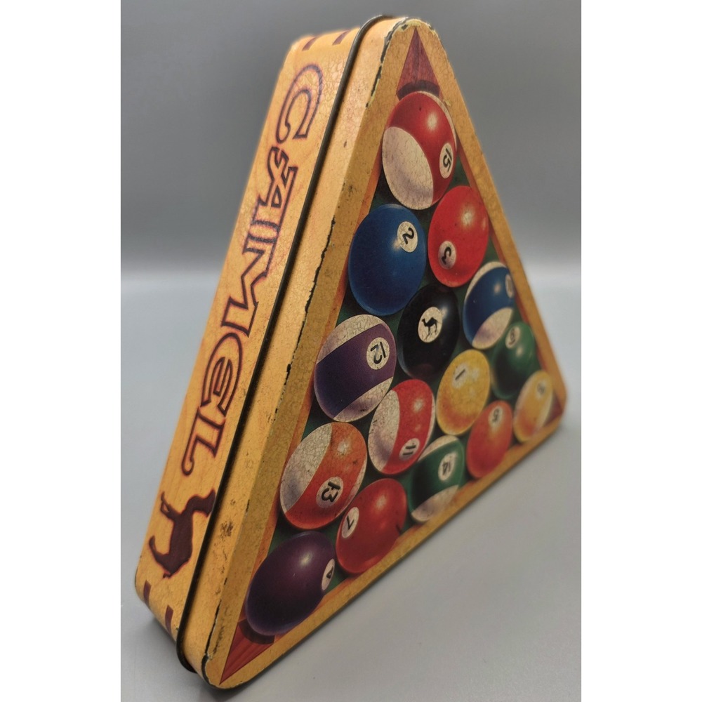 Vintage 1994 Camel Billiards Pool Ball Triangle Tin Tobacco Advertising 7.5"